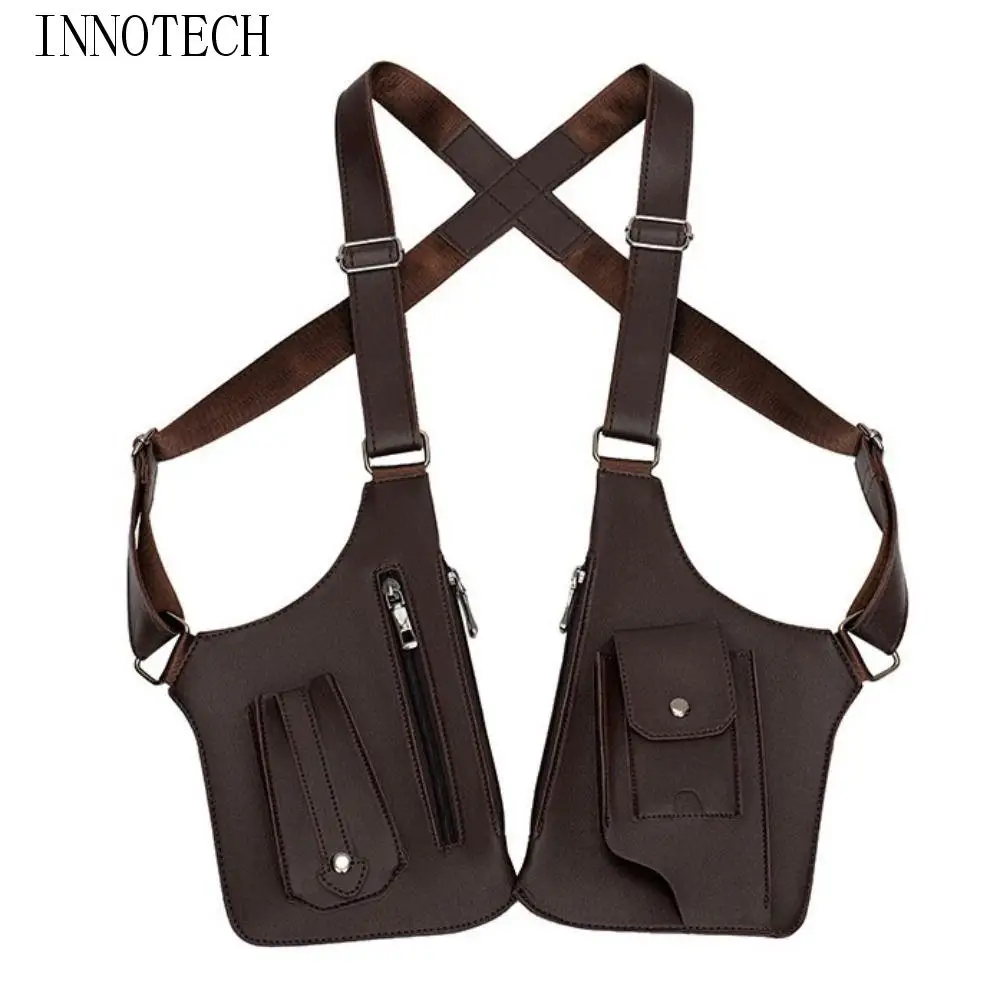 

Leather Strap Underarm Strap Wallet Pocket Vintage Luxury Shoulder Harness Bag Vest Bag Anti-Theft Double Shoulder Pouch Pack