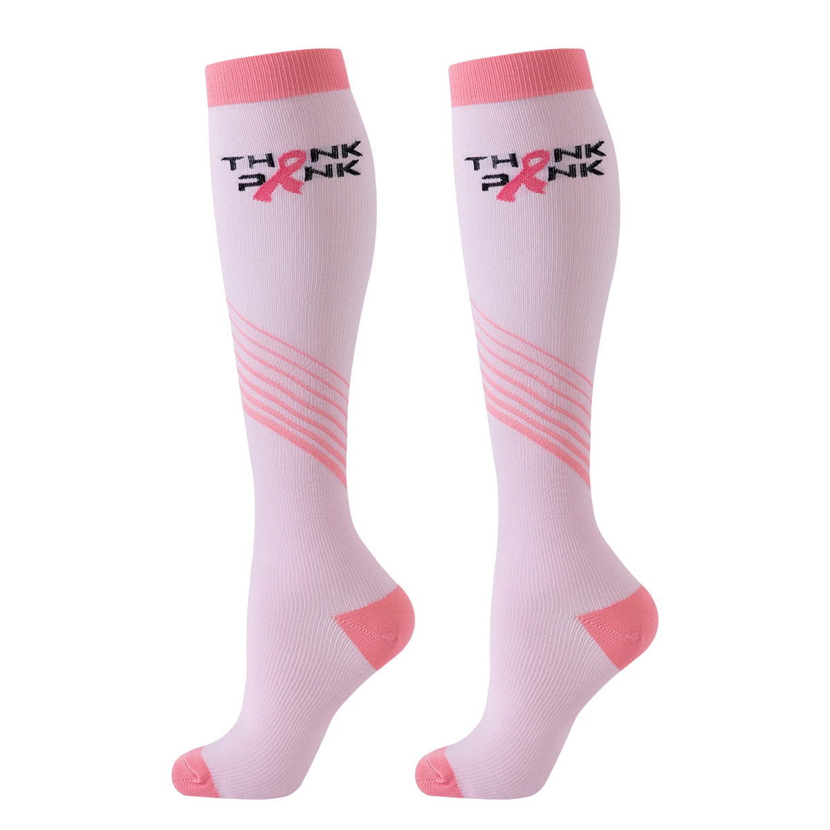 6 Pairs Ribbon Pink Compression Socks Nurse Compression Socks Sport Ladies Lady Women Running