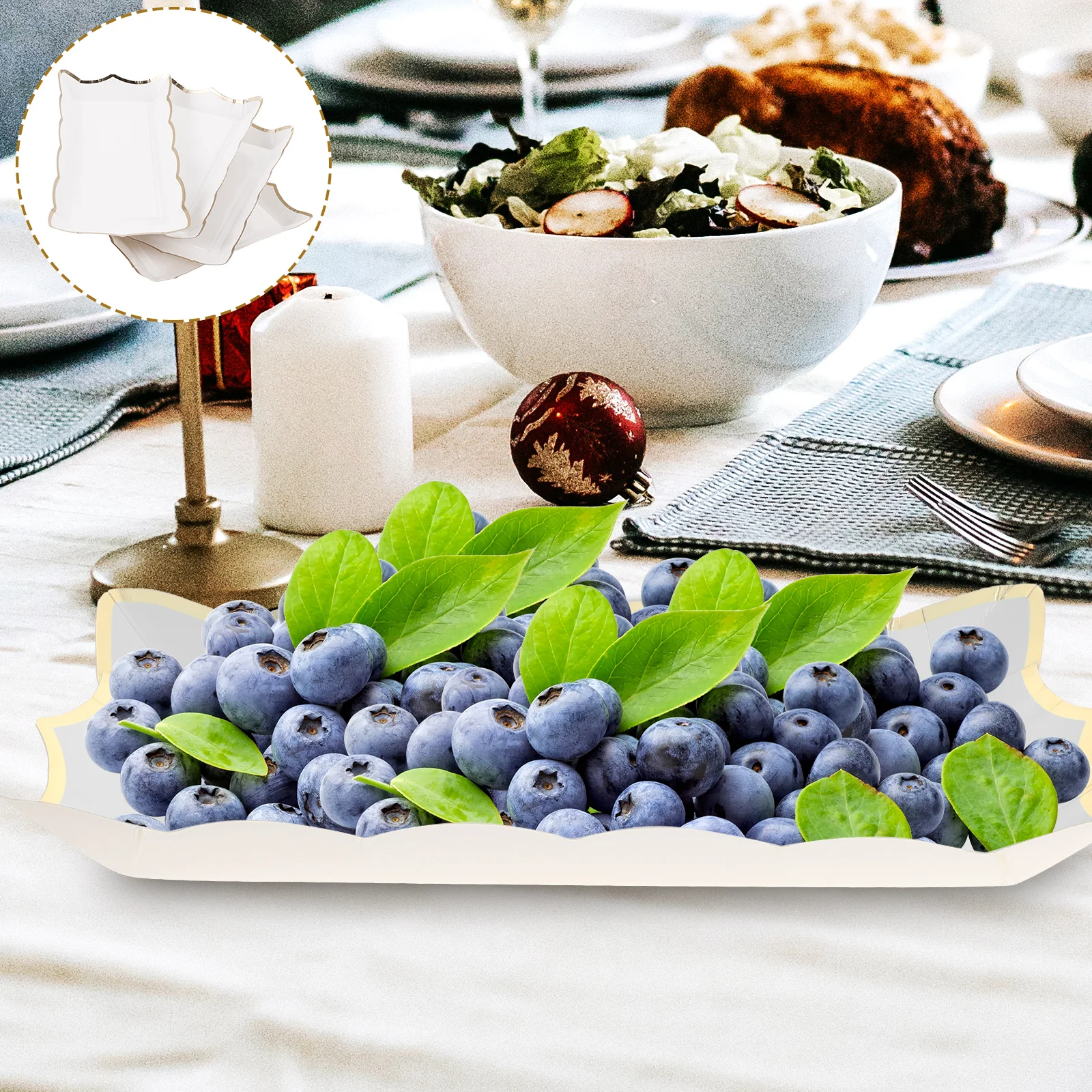 

4pcs Paper Lace Cake Pan Set Disposable Serving Trays Fruit Platter Heavy Duty Perfect Size Parties Desserts Snacks