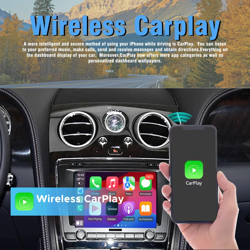 Wireless CarPlay Android Auto Retrofit Kit for Bentley Flying Spur Continental 2012-2017AirPlay MirrorLink Multimedia Navigation