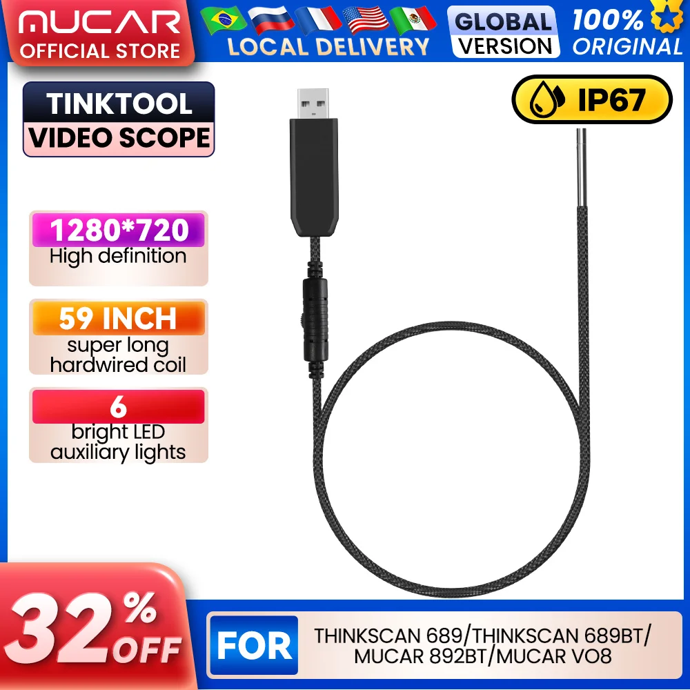 

THINKCAR TinkTool USB Video Inspection Scope Camera with LED Light for Automotive Diagnostic Equipment - VIDEO SCOPE (USB)