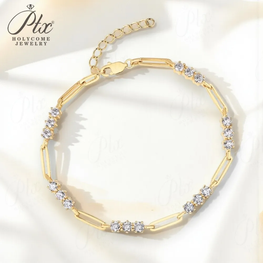 

S925 браслеты-скрепки круглые 3 мм муассанит D цвет белое или желтое золото для модных свадебных украшений для помолвки