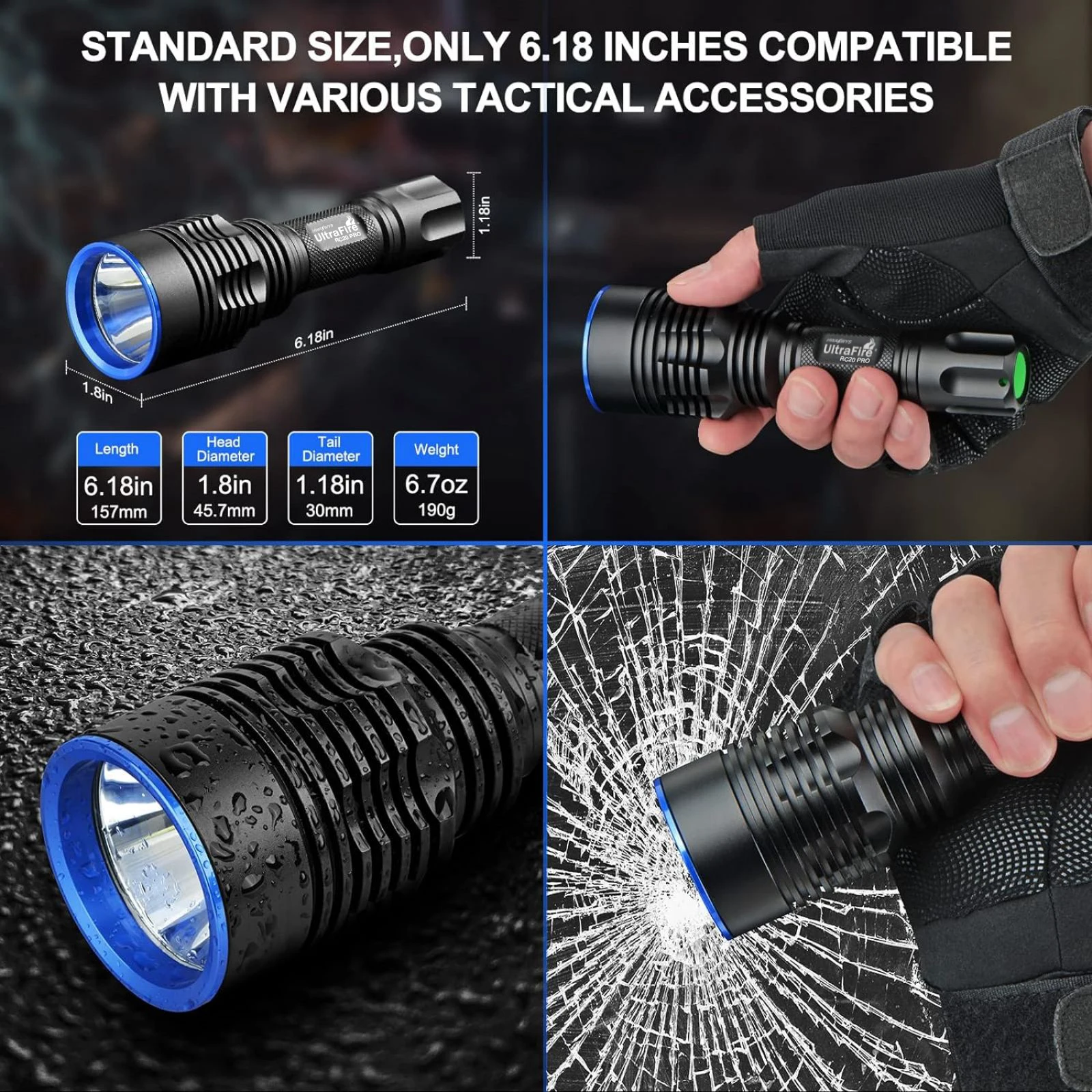 UltraFire RC20-Pro Red Hunting Flashlight 1000m Spotlight 1000LM Tactical Predator Light for Hog Coyote Varmint Night Hunting