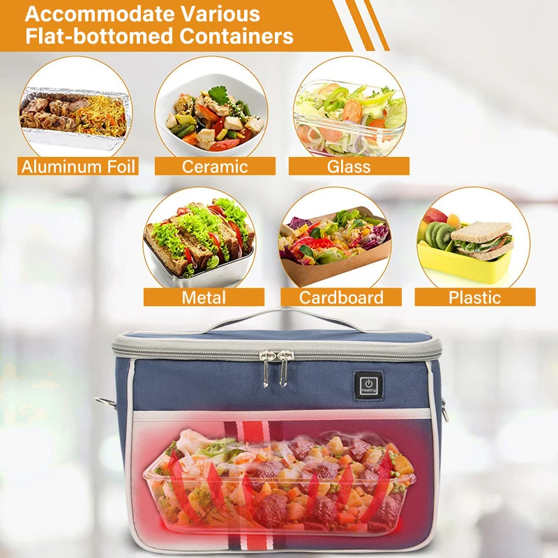 Portable Food Warmer Oven for Car Lunch Box 12V Heated Lunch Bag for Car Work, Trip, Camping Personal Food Heater