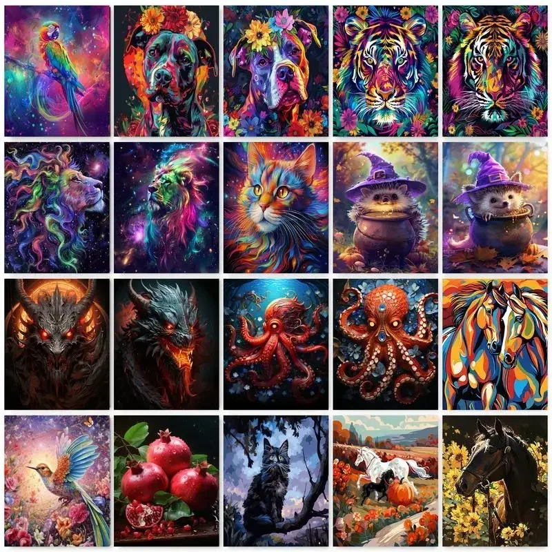 125676 Paint By Numbers For Adults Colorful Animals Canvas Painting Handpainted Kit Colour By Numbers For Wall Decor