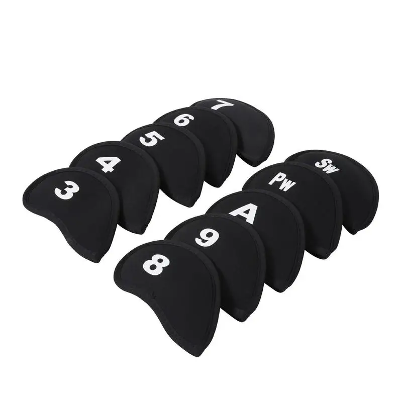 10pcs Golf Head Covers Club Iron Protector Neoprene Headcover Golf Accessory Black Golfer Light Gift For Golfers Three Colors