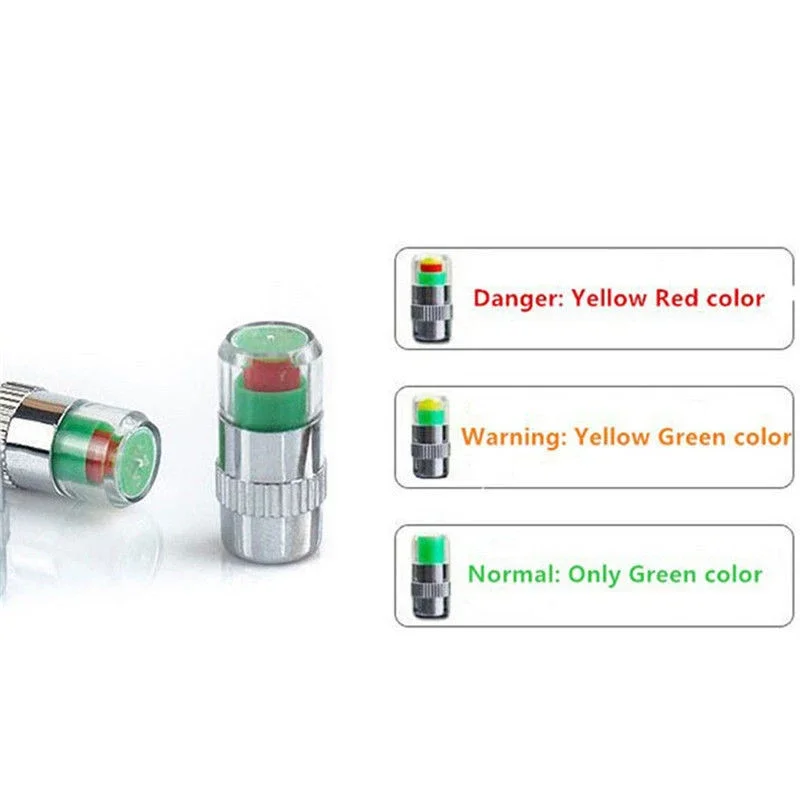 2/4pcs Car Tire Pressure Indicator Tire Pressure Gauge Indicator Alert Monitoring Valve Cap Sensor External Valve Detection
