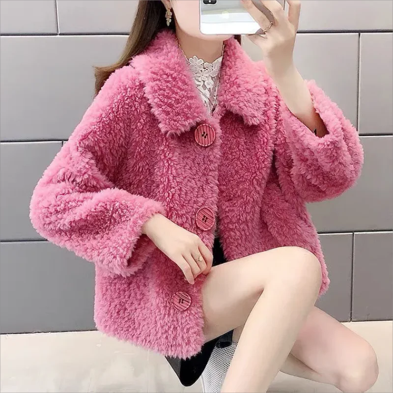 Women imitation Lamb Wool Jacket 2024 New Winter Jacket Warm Cotton Clothes Female Granular fleece Outerwear