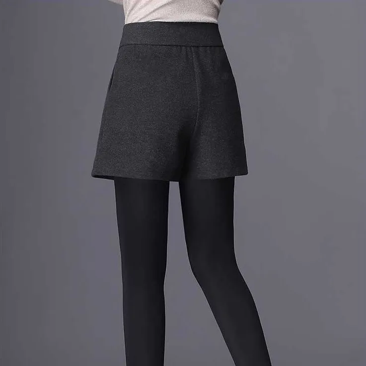 Damskie spodnie z szerokimi nogawkami z wełny, z wysokim stanem, na jesień i zimę, elastyczna talia, odzież wierzchnia, uniwersalne spodnie bootcut.