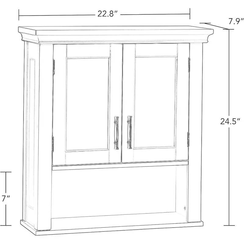 Somerset Two-Door Bathroom and Laundry Wall Mount Storage Medicine Cabinet with Open and Adjustable Shelf