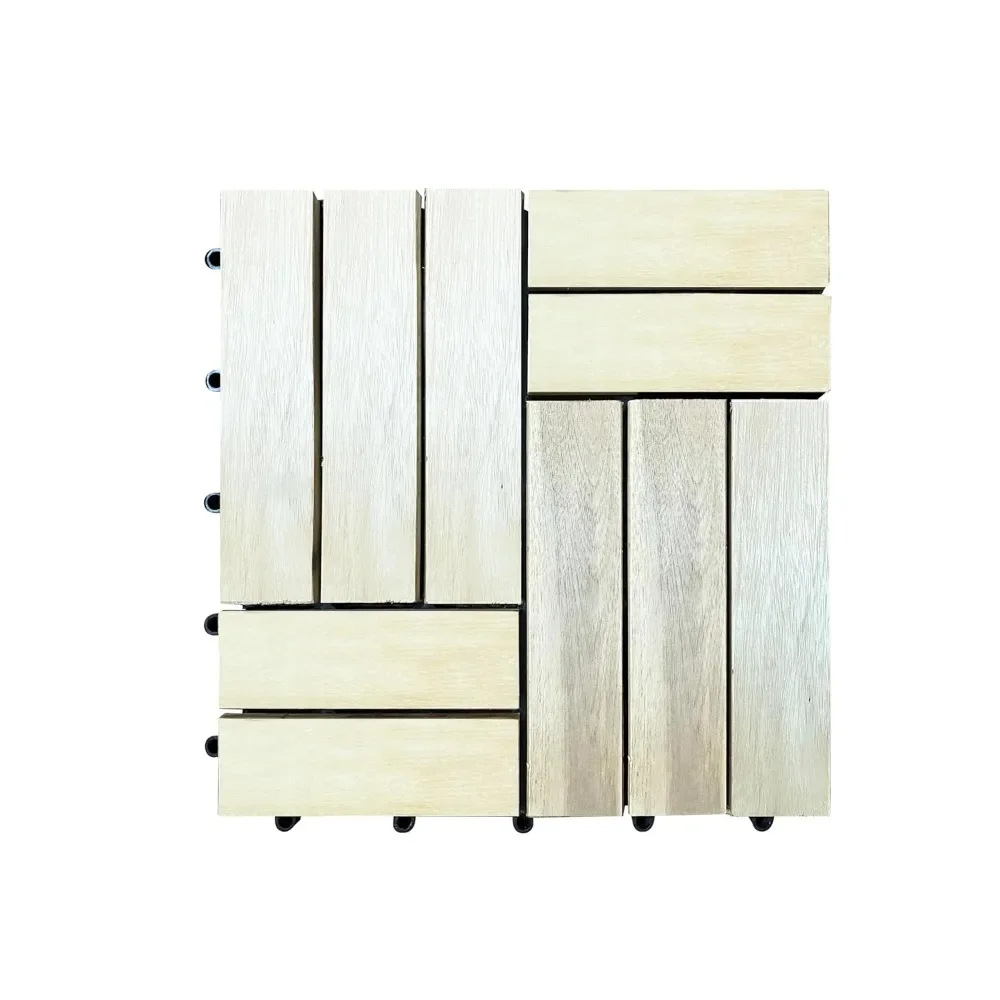 

Pack of 27 Pieces, Premium Wood(Not Softwood Fir/Pine) Interlocking Deck Tiles,Flooring,DIY Tiles,26.2 Square feet,Nature Color