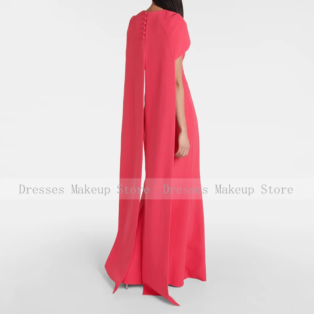 فساتين سهرة نسائية بطيخ رقبة دائرية كيب فساتين زفاف أنيقة 2025 بوق طول الأرض فستان رسمي طويل