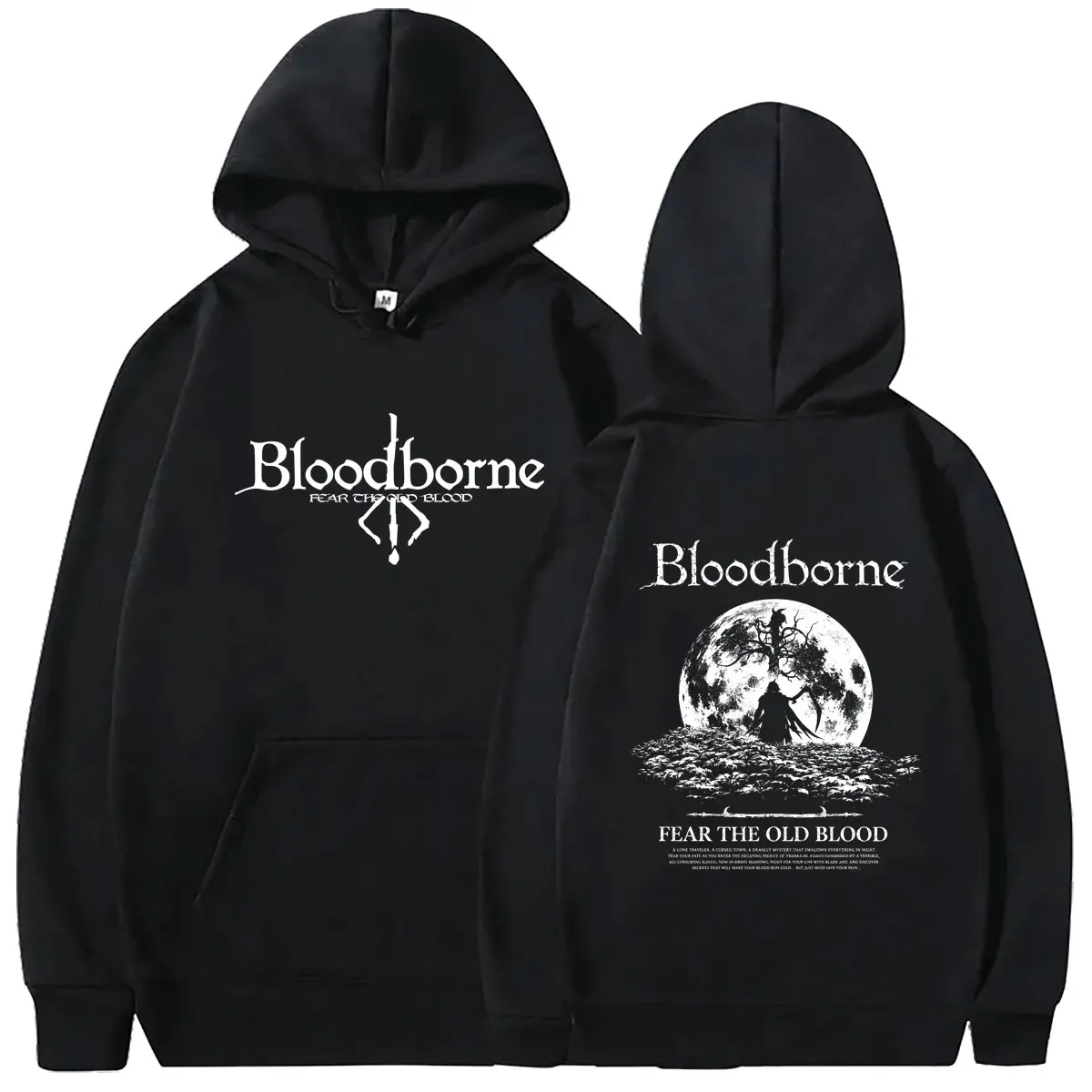 Game Bloodborne Fear The Old Blood Graphic Hoodie Men Women Casual Horror Style Hooded Sweatshirt Male Fashion Oversized Hoodies