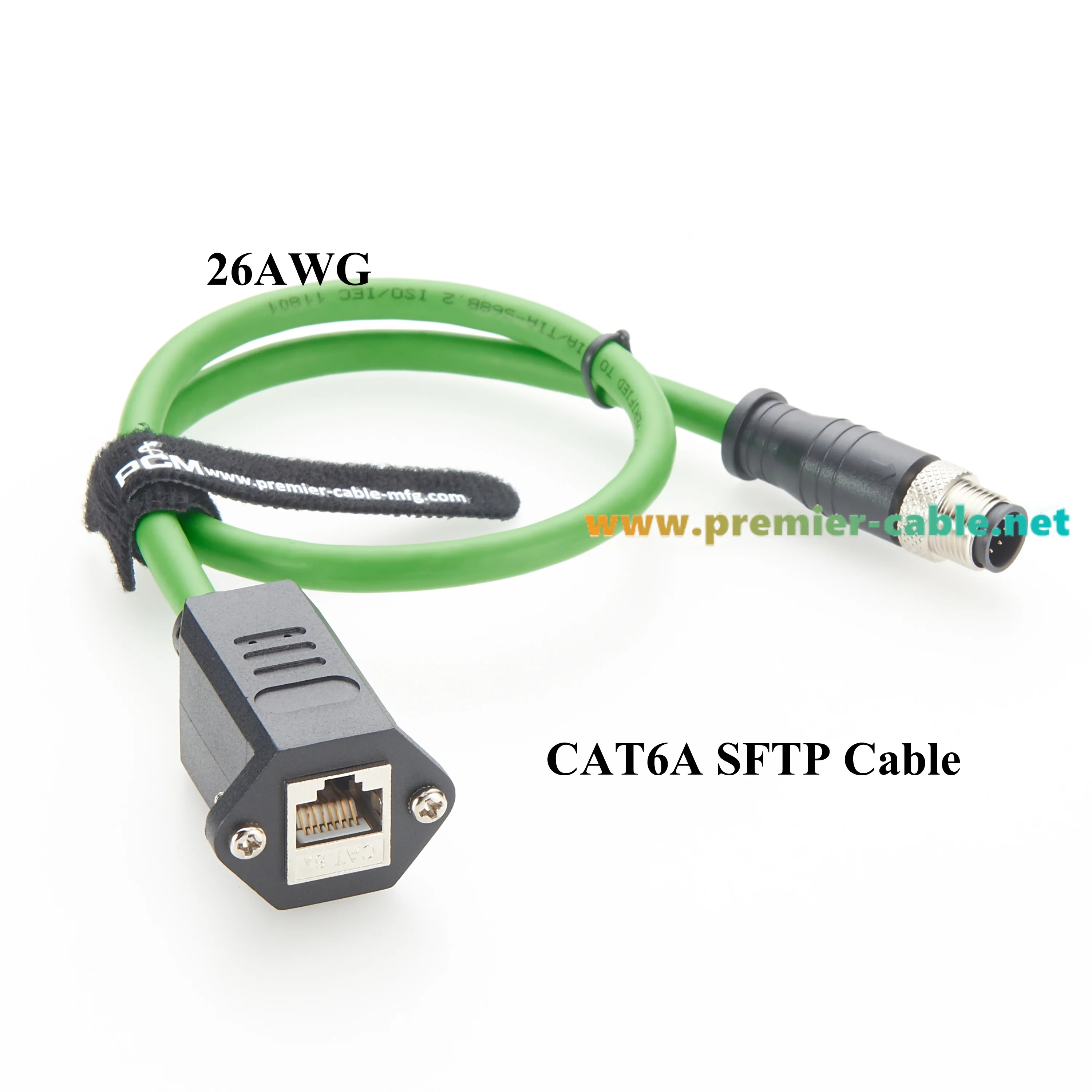 M12 8 Pin A Code Male to RJ45 Female SFTP Shielded Ethernet Cable, Panel Mount RJ45 to M12 Cat6A Industrial Ethernet Cable, 0.5M