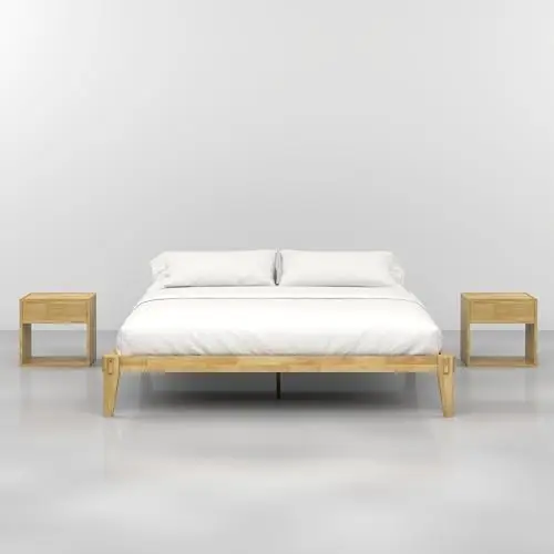 14” King Bed Frame - Solid Wood Platform Bed - Japanese Joinery Bed Frame - Wood Slat Support - No Box Spring Needed