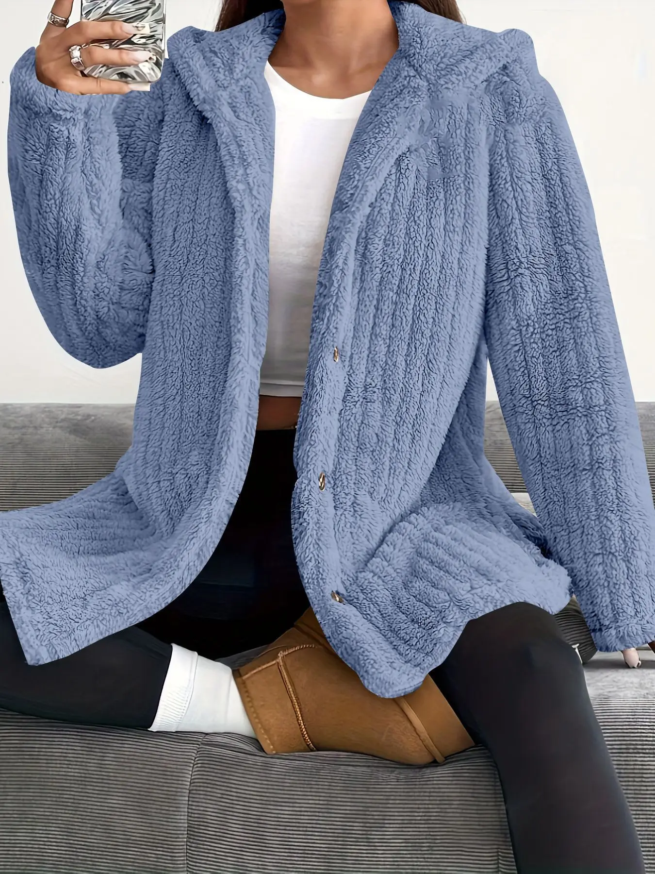

Manteau Giacca Da Donna 2022, однобортная домашняя зимняя теплая шерстяная куртка с капюшоном и пуговицами, Chaqueta Para Invierno Mujer