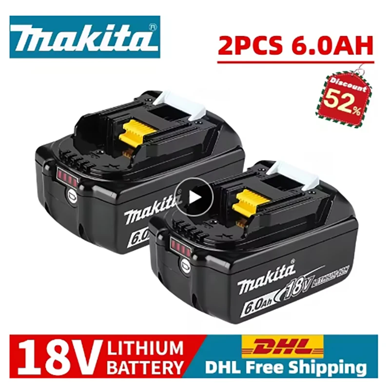 

Makita 100% original 18V 6000mAh lithium-ion rechargeable power tool 18V replacement battery BL1860 BL1830 BL1850 BL1860B