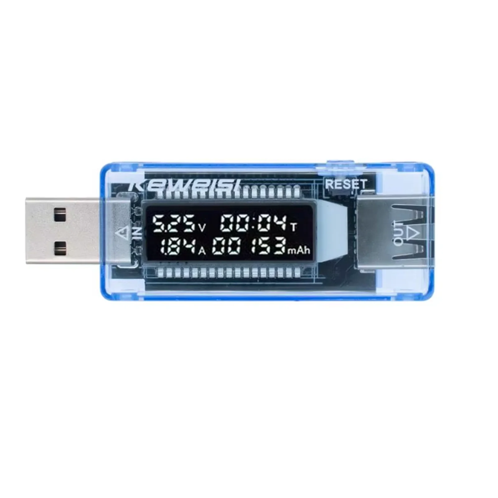 USB Tester Current Voltage Capacity Meter 4-20V 0-3A Timer KWS-V20 Blue USB Meter Portable PnP for Battery Charger Power Bank