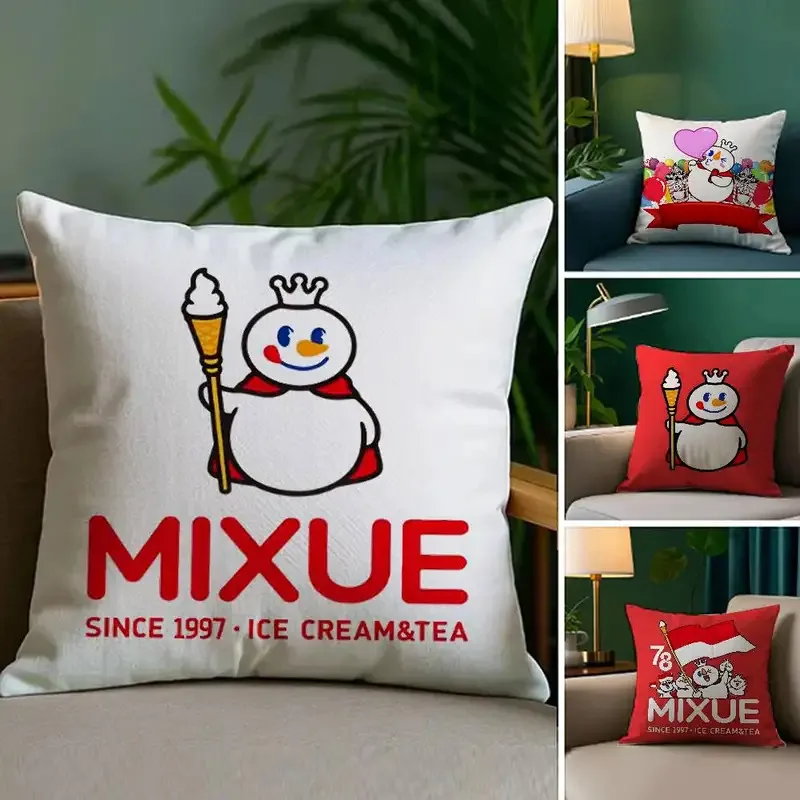 VIKAMA Snowman Ice Cream Theme Decorative Cushion Cover Concealed Zip Fastening Suitable For Living Room Sofas And Bedrooms