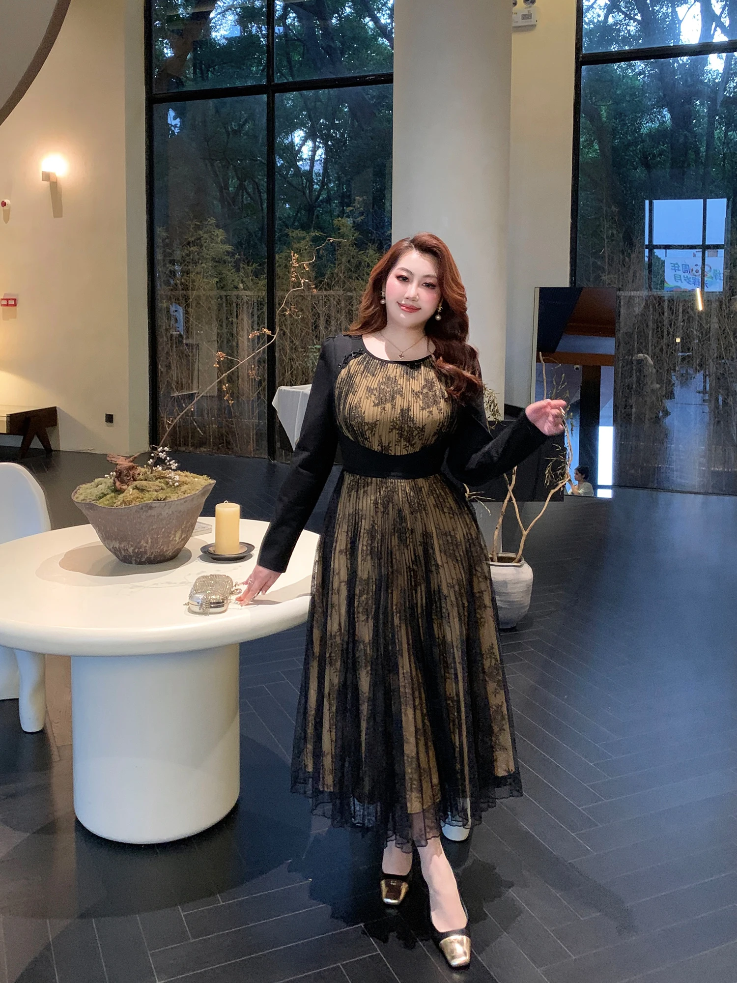 

GLEC большие размеры, осень-зима, новый ретро-кандинавский дизайн Sense Me, плиссированное платье, женское модное платье с высокой талией, длинный...