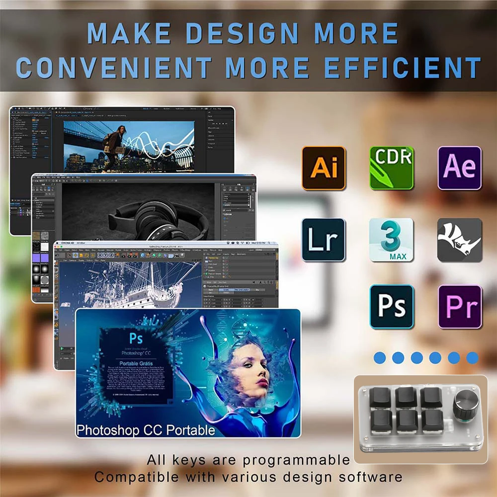 Mini programmazione Macro Macro tastiera da gioco meccanica personalizzata per tastiera Hotswap fai da te CAD Photoshop 2.4G/Bluetooth/cablata