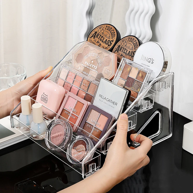 3/5/7-Layer Transparent Acrylic Eyeshadow  Cosmetics Organizer Perfume Nail Polish Lipstick Vanity Holder Eyeshadow Display Rack