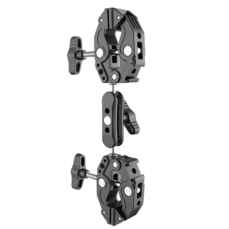 B92B 4X Super Clamp Articulating Magic Clip 360° Dual-Head Aluminum Alloy for Umbrella Monitor LED Light Action Camera