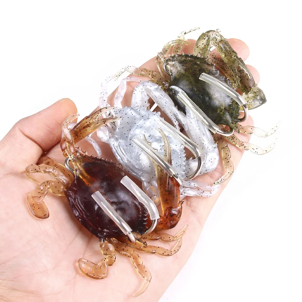 NWEUP Simulation Crab Soft Bait With Hook 10cm 30g Anti Corrosion Vivid Fake Bait For Octopus Bait Saltwater Sea Fishing