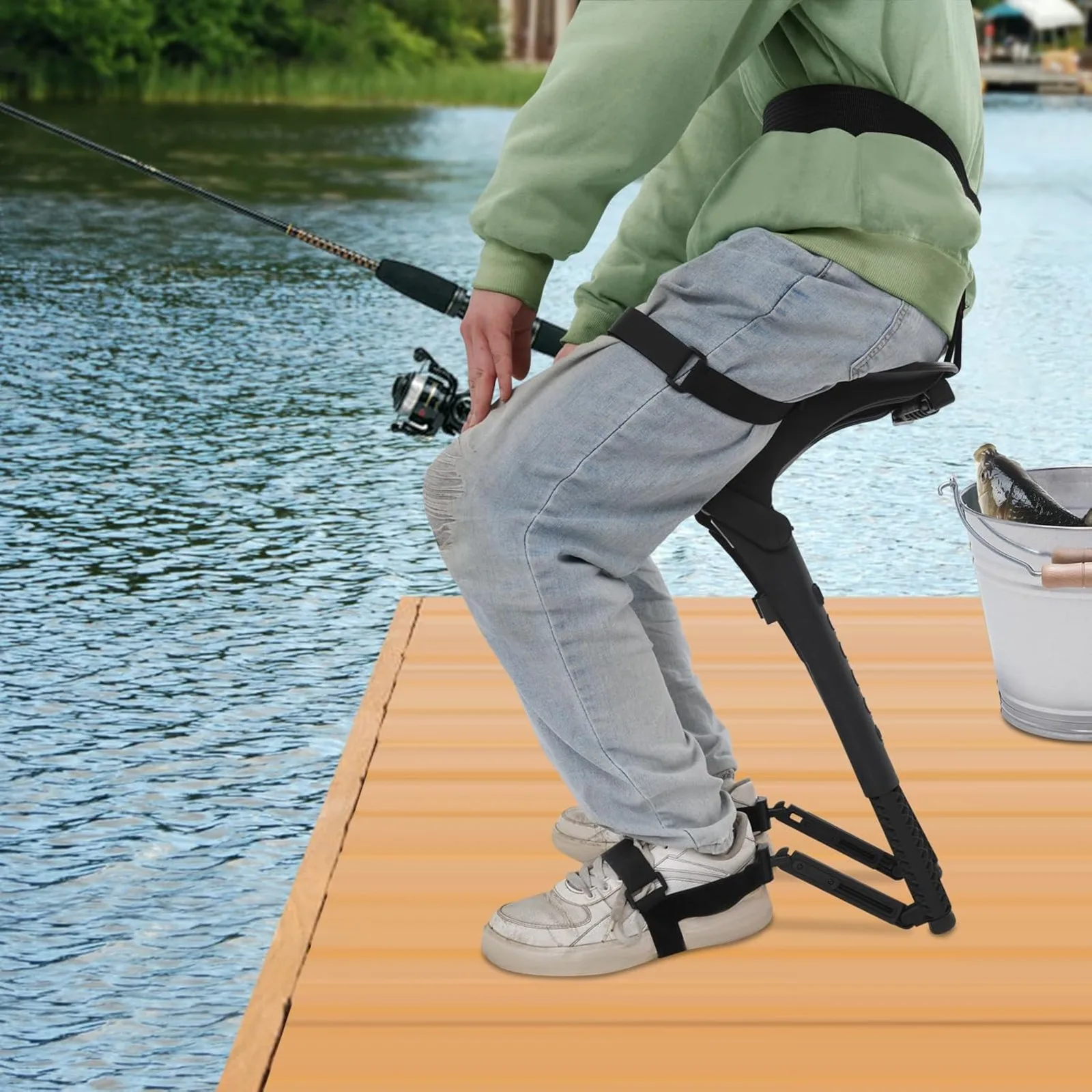 

Wearable Chairless Chair Height Adjustable Folding Leg Ergonomics Seat,Portable Chair with Invisible Seats Outdoor