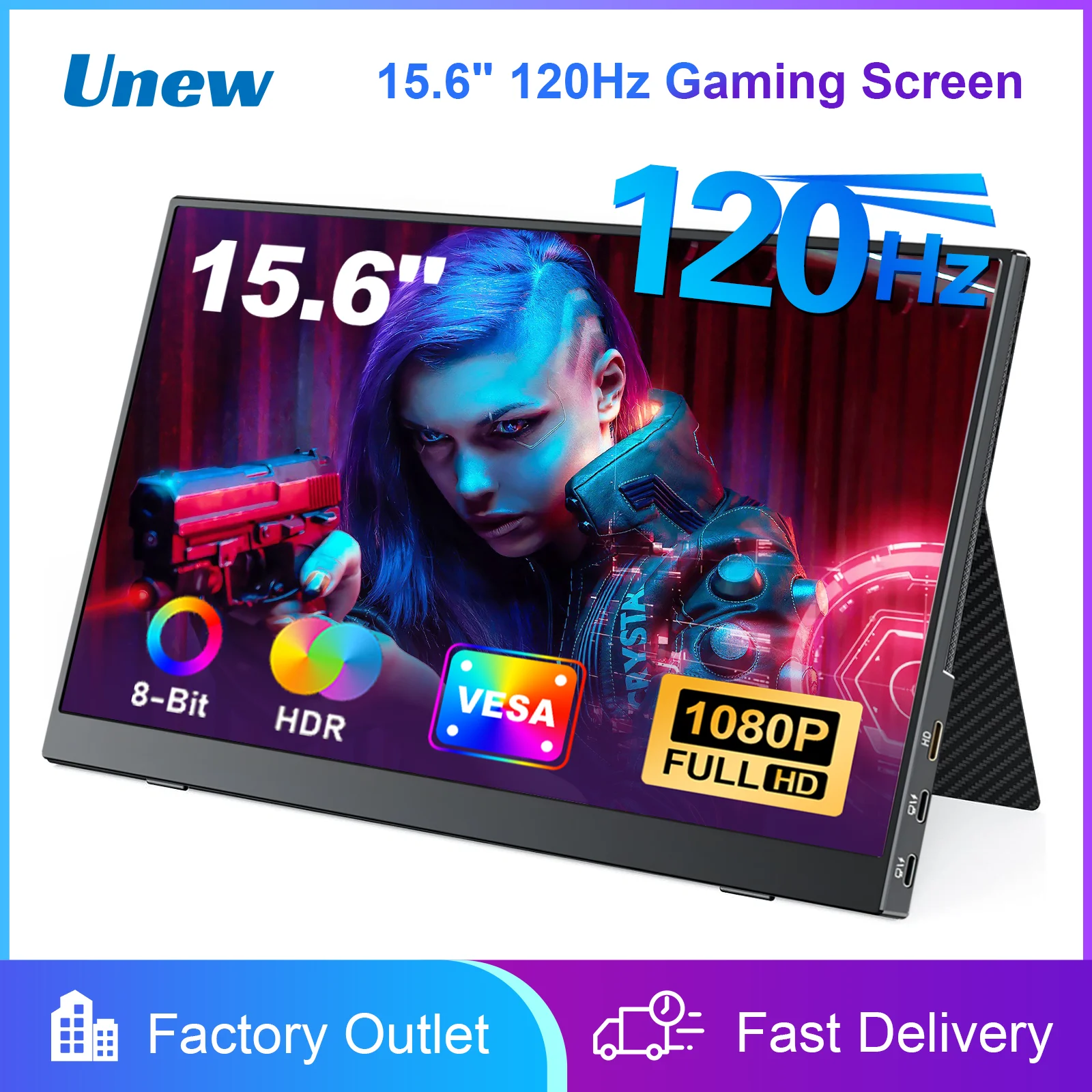 

15.6 inch monitor 1080P 120HZ FHD IPS screen high refresh rate monitor HDMI Type-C suitable for Xbox Switch PS4/5 phone