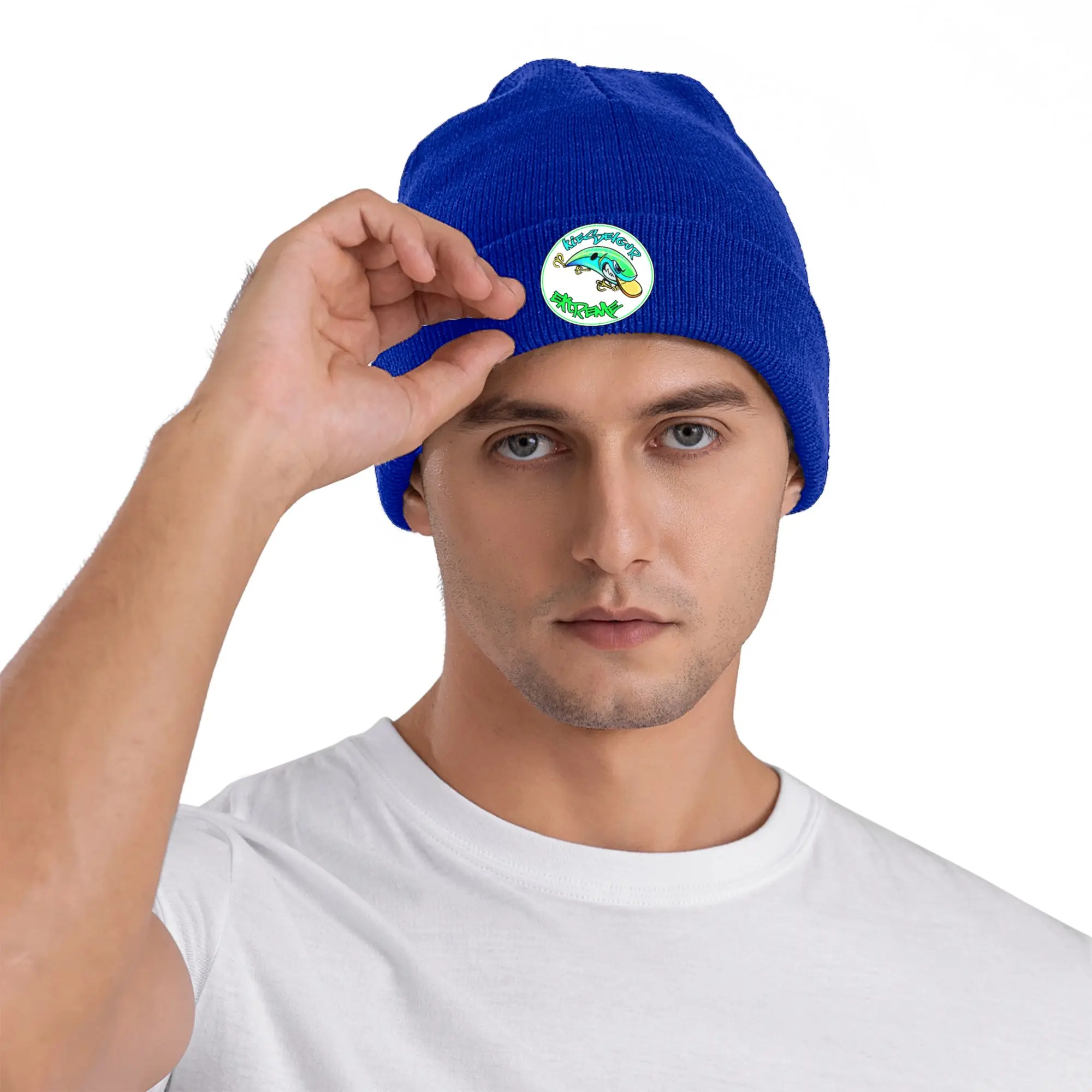 Cartoon funny Chew on This Fishbone fishing Winter Skullies Beanies Hat Warm Autumn Knitted Hats Bonnet Caps for Women Men