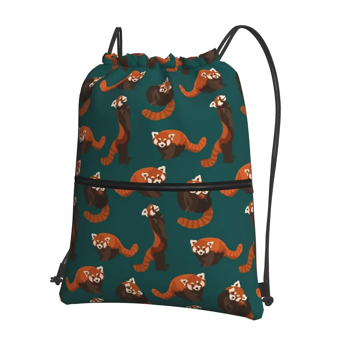 

RED PANDA PATTERN Portable Backpacks Drawstring Bag Casual Drawstring Bundle Pocket Shoes Bags For School Students