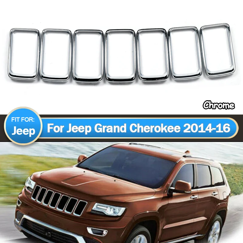 

SAIQINGSP Car Accessories Tools Chrome/grey/BLACK For Jeep Grand Cherokee 2014-2016 Front Grille Grill Inserted Ring Trim