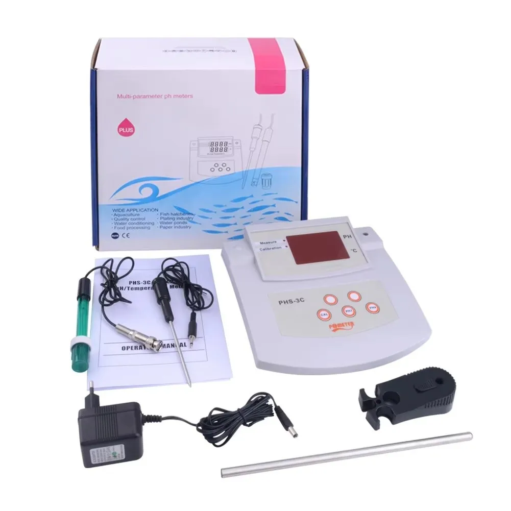 PHS-3C Benchtop Water Analyzer with 0.01 pH Resolution 0.1 C Temperature Resolution and Automatic Temperature Compensation