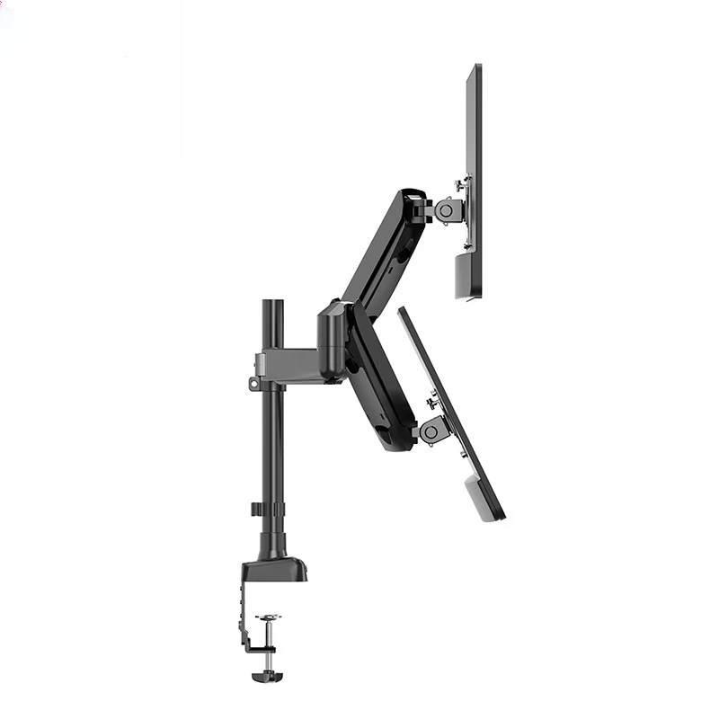 

Gas spring lifting free rotating display bracket