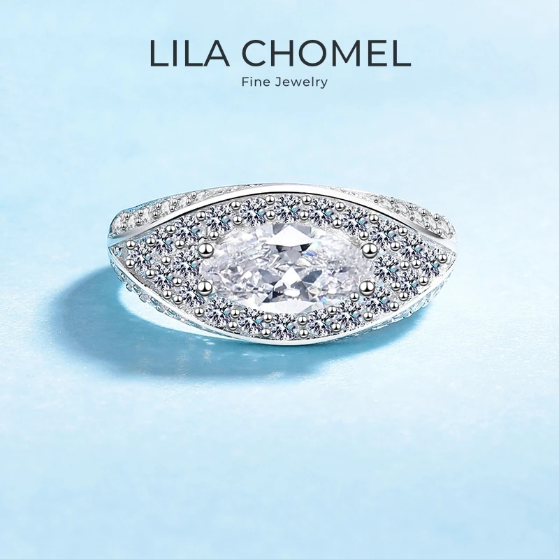 

Girl Valentine's Day 18K White Gold Birthday Gift 1CT Moissanite Diamond Women Wedding Band Party PT950 Eye of The Devil Rings