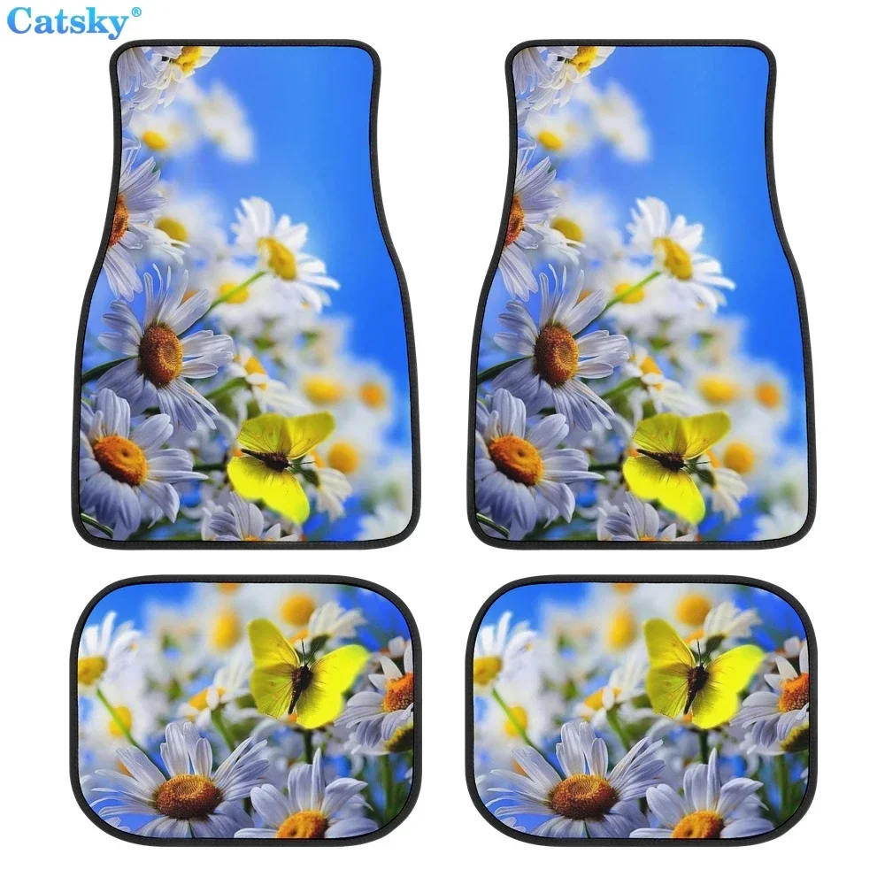 

daisy flower Car Mats (Set of 4) Custom Pattern Fits Most Cars Auto Interior Accessories Non-Slip Protective Floor Mats