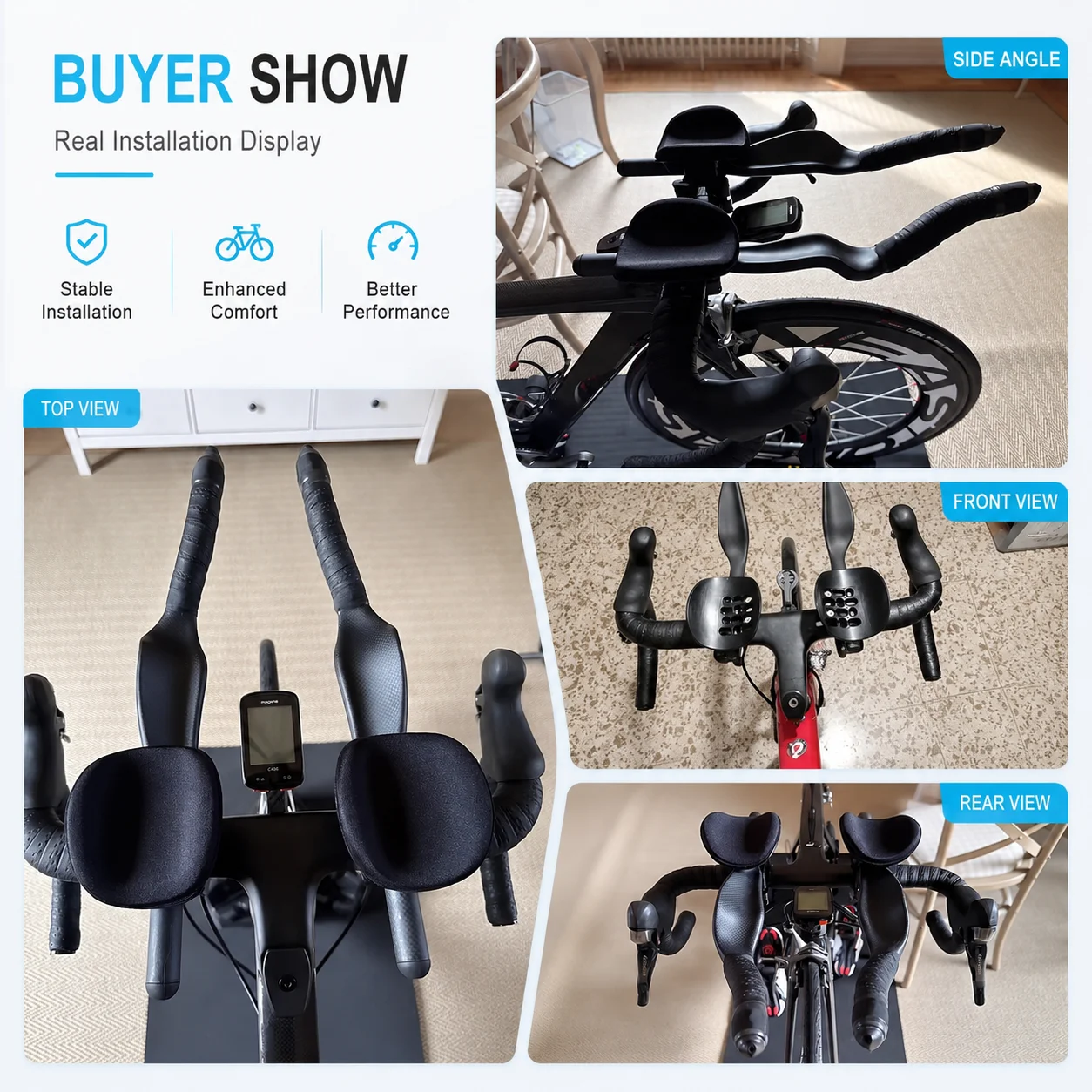 Guidon de triathlon en fibre de carbone aérodynamique pour vélo de course, design ergonomique optimisé pour améliorer le cyclisme
