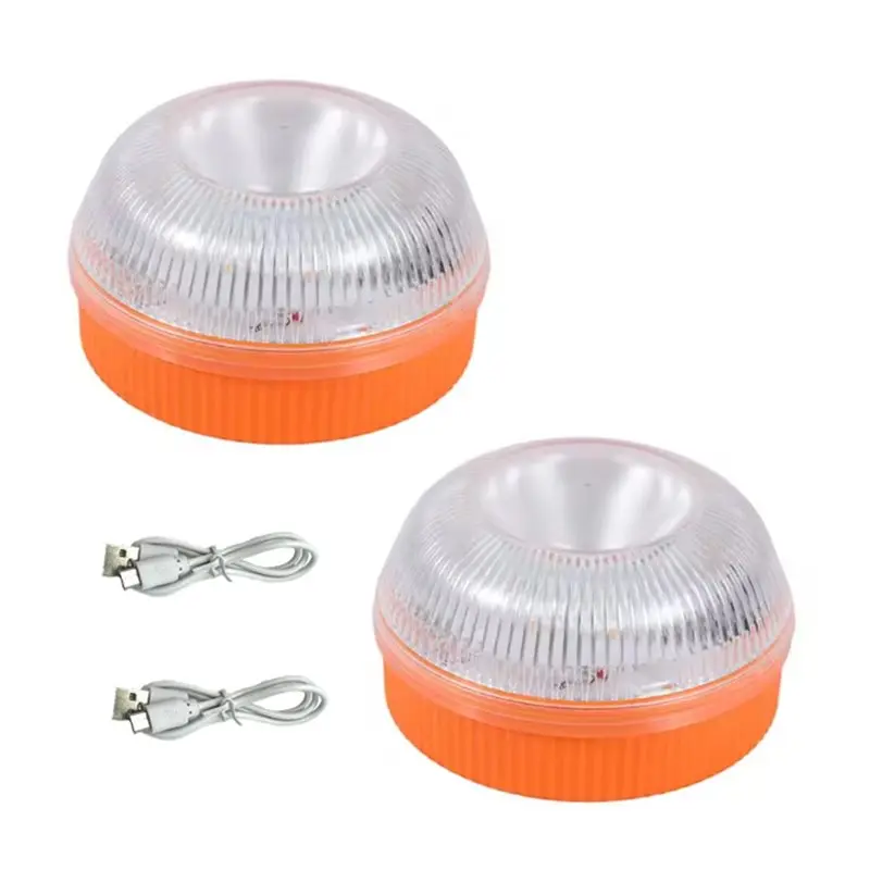 Premium-USB Rechargeable 2PCS LED Car Emergency Beacon Light Strobe Flashing Safety Signal Warning Light Magnetic Induction
