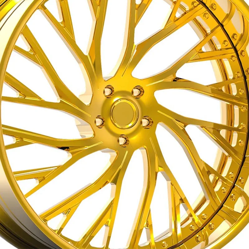 2-piece Deep Lip Dish Forged Wheels 18 19 20 21 22 23 24 26 Inch Custom Design Golden Aluminium Alloy Forged Rims for Jeep