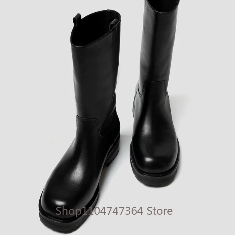 Handmade Genuine Leather Engineer Boots Men's Autumn Winter Cowhide Chelsea Work Outdoor Motorcycle Ankle Boots Male Snow Boots