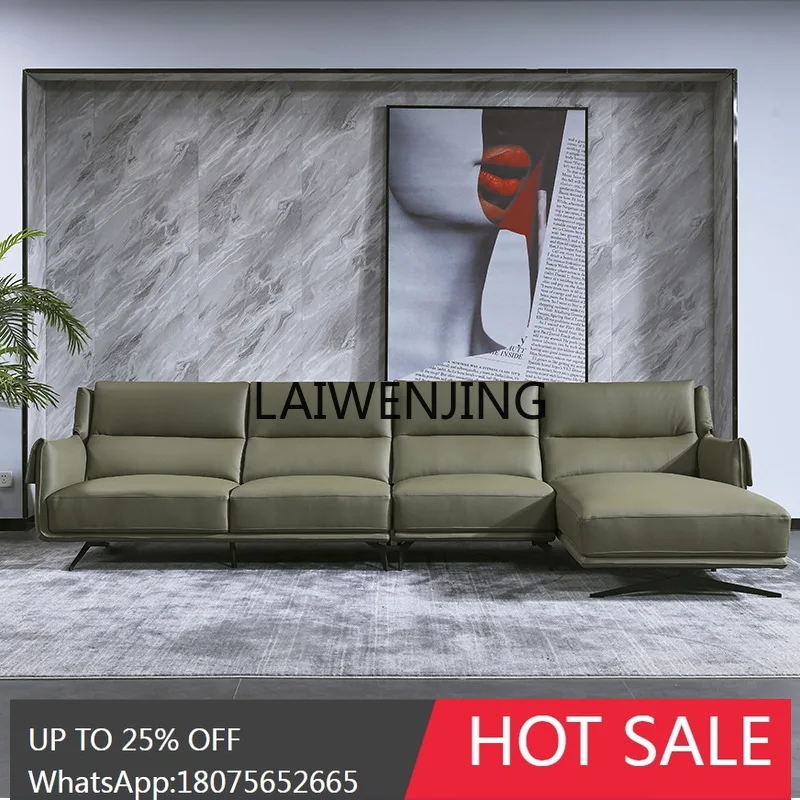 leather sofa Italian minimalist first layer cowhide small apartment living room combination simple