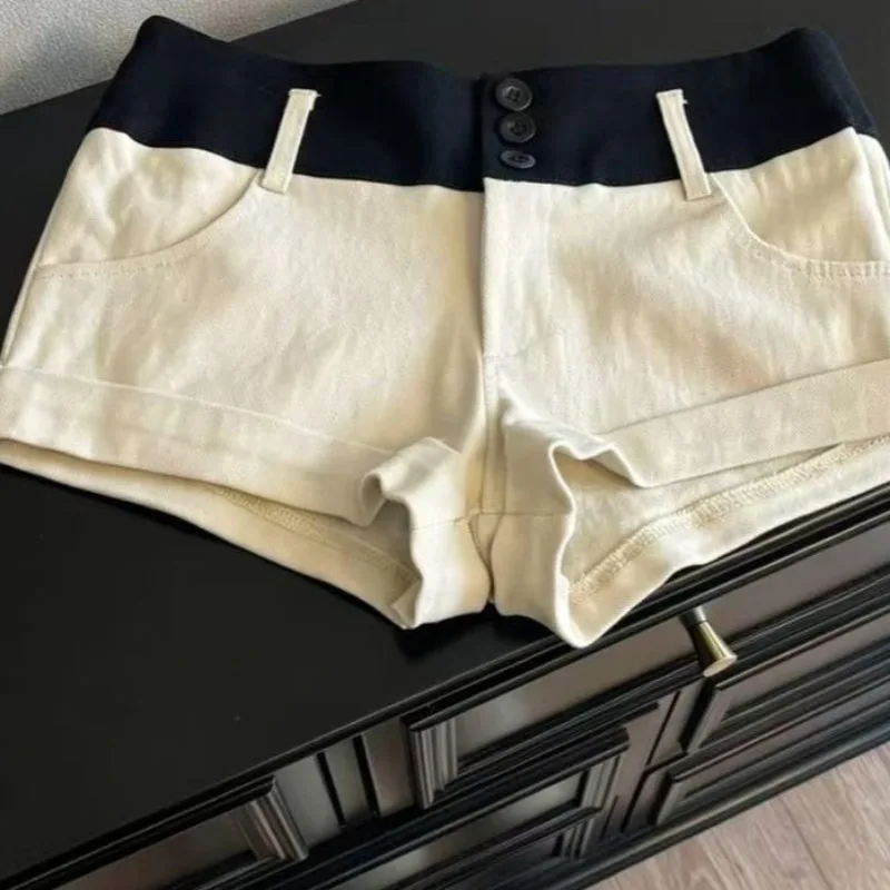 Y2k Clothes Shorts Mujer Color Block Spring Summer Low Waist Sexy Women Pants Slim Fit Vintage Fashion Pantalones Cortos