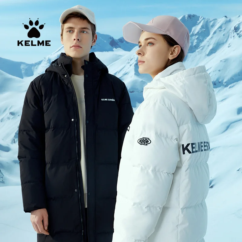 KELME Winter Sports Outdoor Fashion Down Jacket Men's And Women's Mid-Length Thickened Warm Coat 9247YR1025