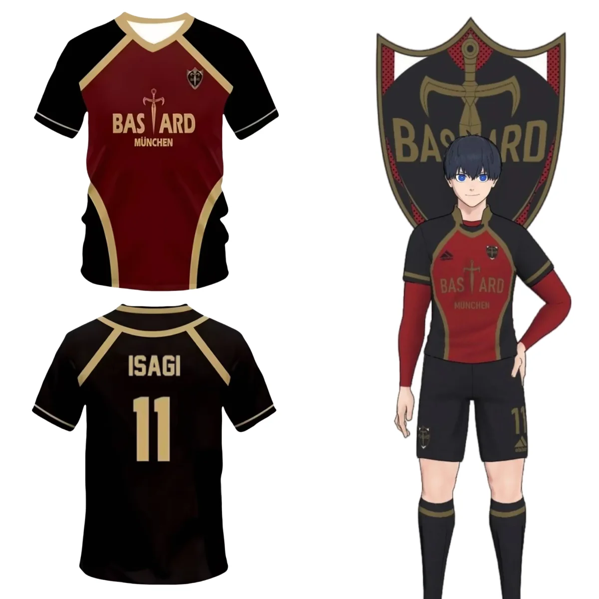 

Anime Blue Lock Isagi Shirt Cosplay Costumes Bastard Munchen Football Jersey Isagi Yoichi Soccer Training T-Shirt 3D Printing