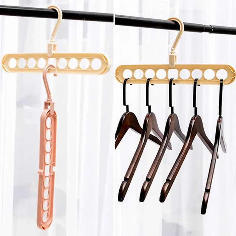 5 Stück, 9-fach faltbare Kleiderbügel aus Kunststoff, robust, platzsparend, ideal als Organizer für den Kleiderschrank zu Hause. – Detail 13