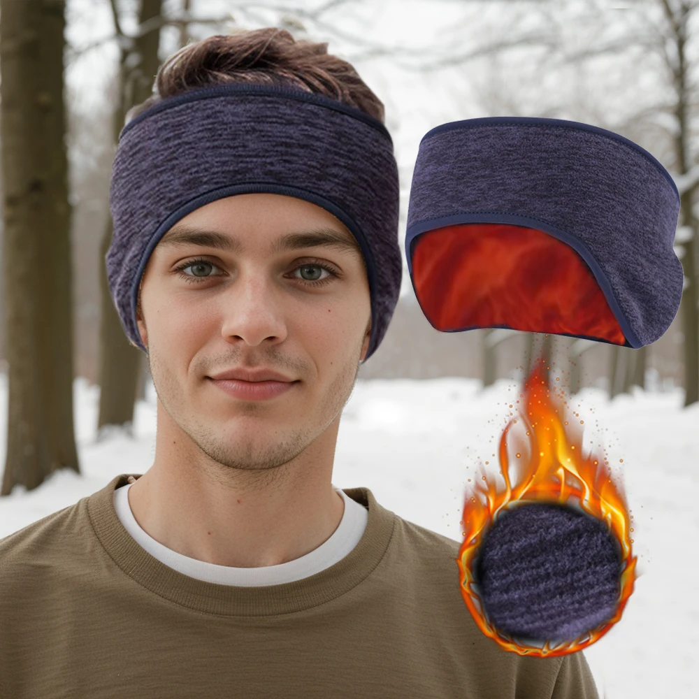 Fleece Ear Warmers for Men Women - Winter Headband Ear Muffs Ear Covers for Cold Weather Running Cycling