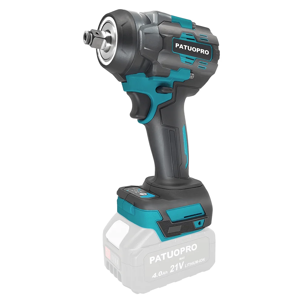 

PATUOPRO 1/2 Inch Cordless Brushless Impact Wrench Portable Rechargeable Power Tool Home DIY Fit Makita 18V Battery(No Battery)