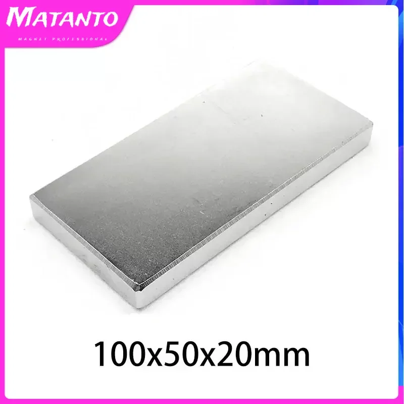 

1PC 100x50x20mm Big Block Search Magnet Strong 100x50x20mm Thick Quadrate Neodymium Magnet N35 Permanent NdFeB Magnets 100*50*20