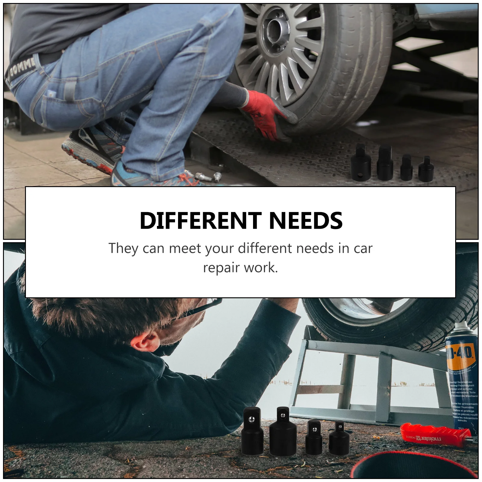 

4Pcs Strong Bearing Sleeve Converter Set Heavy Duty Socket Adapters for Automotive Repair Tools Reducer Socket Adapter Set